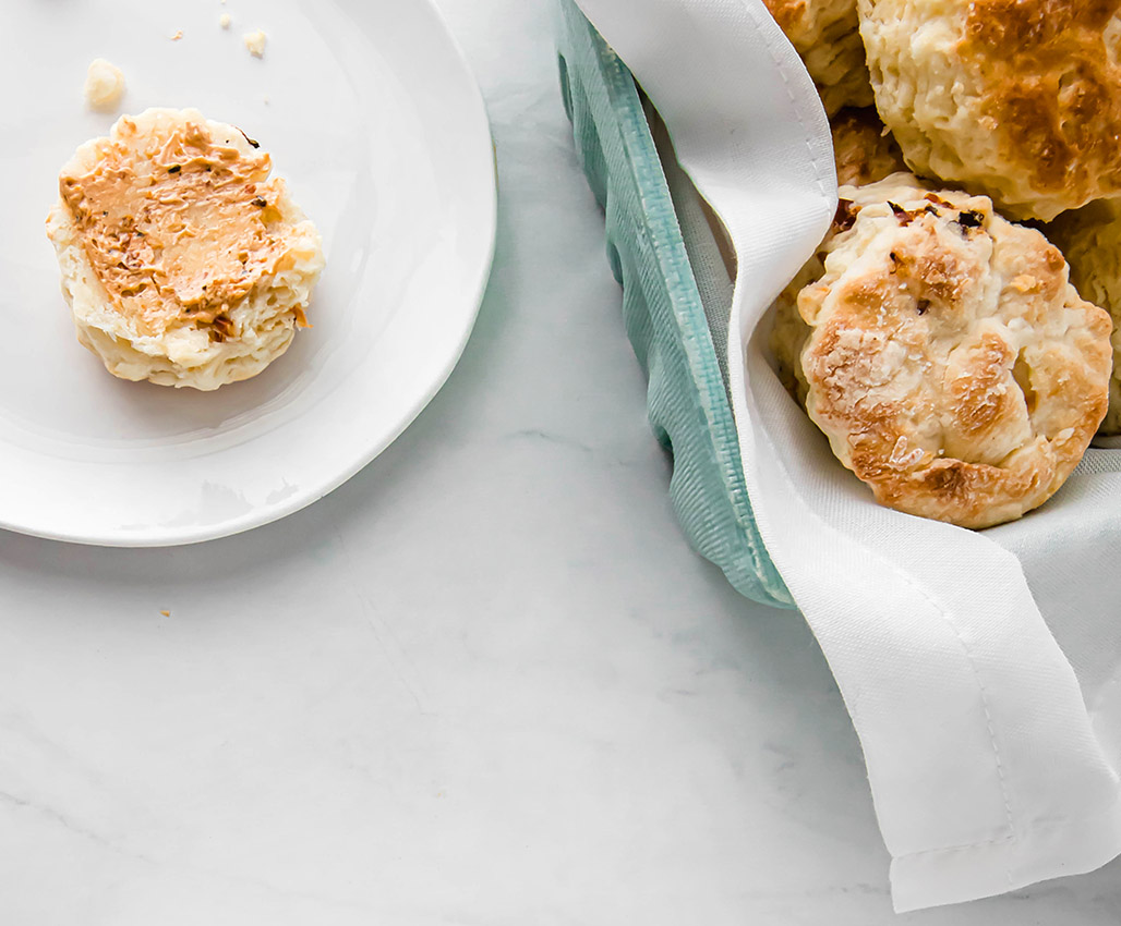 light and airy savory biscuit photograph on a kitchen counter by nancy ingersoll
