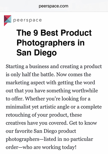 San Diego based Foodcentric Lifestyle Product photographer gets recognized for  